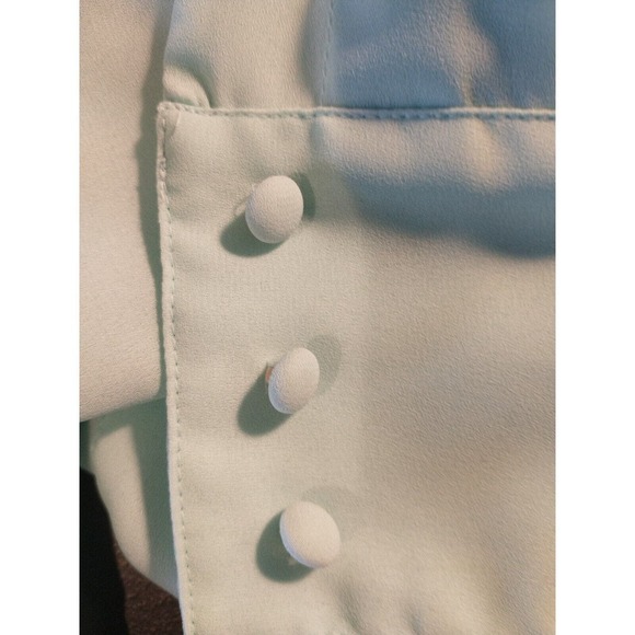 Vintage 80s Justine Todd Mint Green Pleated Button Blouse Size 8 Petite PM - Picture 4 of 4